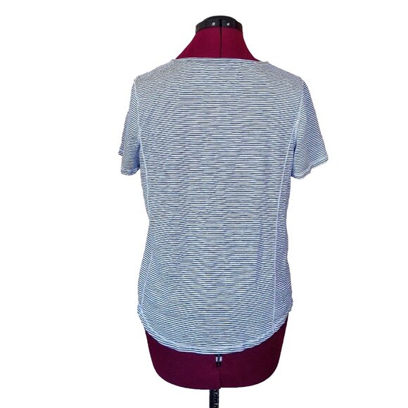 TALBOTS Top Blue White Women Size Small Knit Short Sleeves - Picture 2 of 6